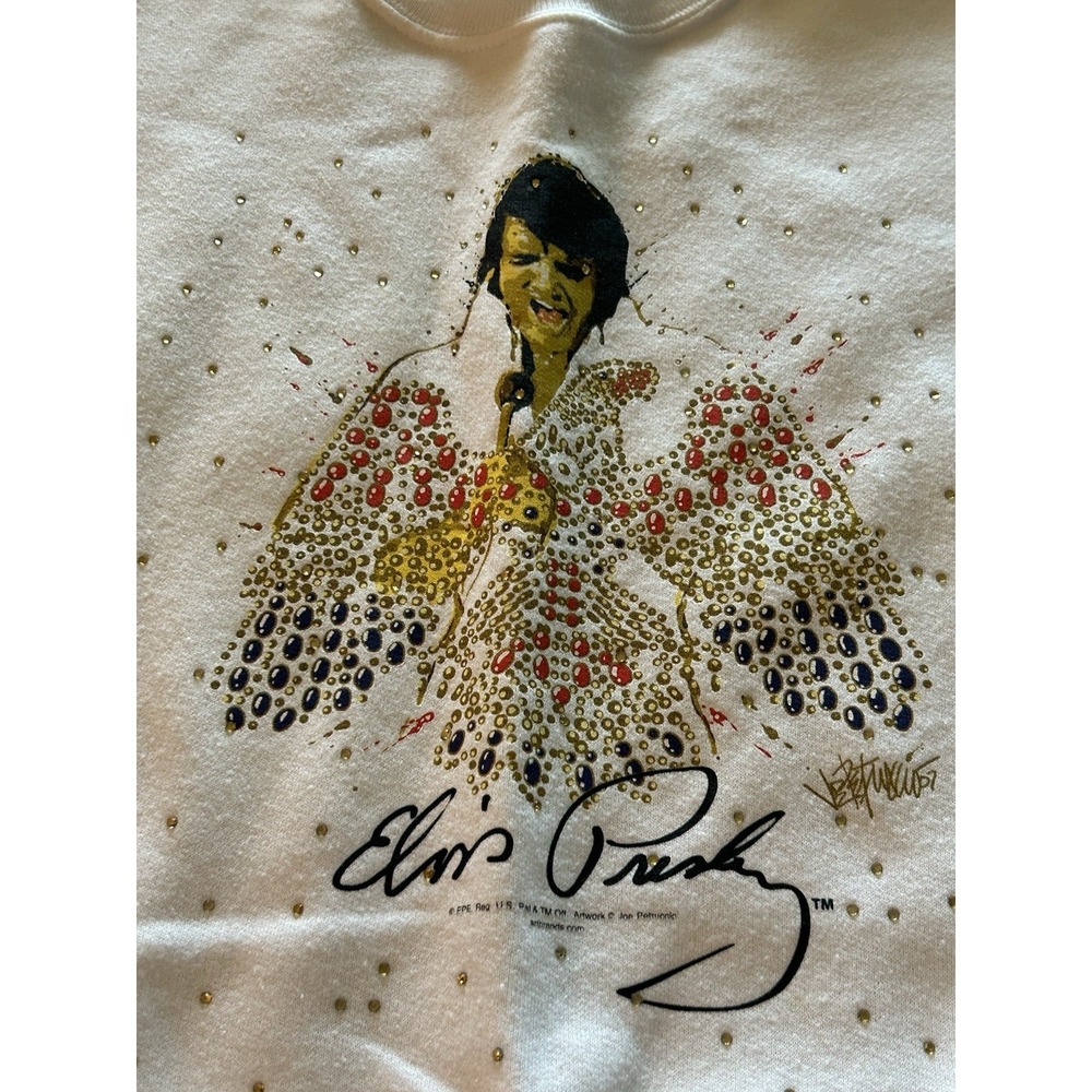 Rare Elvis Presley Sweatshirt 1990's Rhinestones Size XL Jerzees NuBlend Perfect